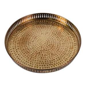 Plateau de service en laiton décoratif élégant, améliorant l'accueil grâce à un savoir-faire raffiné et des tons dorés chaleureux - Product Image 3