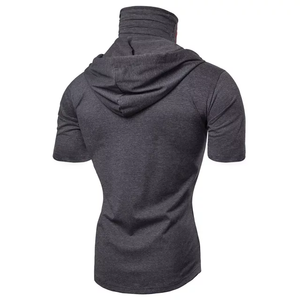 Venta caliente personalizado hombres entrenamiento con capucha camiseta microfibra al por mayor Gran oferta en blanco manga corta Sudadera con capucha para hombres camiseta con capucha - Product Image 3