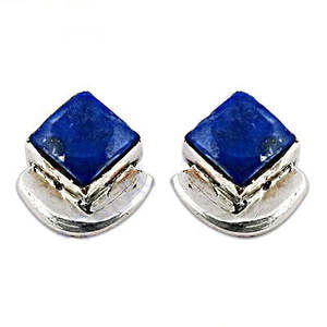Pendientes de Botón de Plata de Ley 925 Vintage de Moda, con Lapislázuli, Circonita, Perla, Diseño Geométrico Chapado en Rodio para Uso Diario y Fiestas de Mujeres - Product Image 3