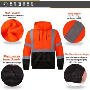 Belle sécurité haute visibilité ANSI classe 2 EN ISO 20471 classe 2 pull réfléchissant Cool Hoodie hommes bandes sweat à capuche Long - Product Image 5