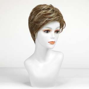 Bella-DWY Ash Brown Short Pixie Synthetic <b>Wig</b> with Transparent Mono Lace Front and Free Part - Product Image 2