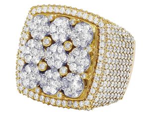 S925 <b>Silver</b> Moissanite Square Cluster <b>Ring</b> for <b>Men</b> Gold Plated Hip Hop Jewelry - Product Image 6