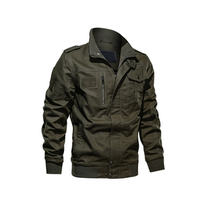Chaqueta Bomber Ligera, Mezcla de Algodón y Poliéster, Cuello Acanalado, Bolsillo con Cremallera Frontal, Interior Cómodo, Apta para Uso Casual - Product Image 1