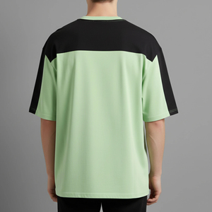 เสื้อยืดโอเวอร์ไซส์ผู้ชายสีเขียวมิ้นท์และดำ แขนสั้น พิมพ์ลาย สตรีทแวร์ ผ้าคอตตอนหนา - Product Image 2