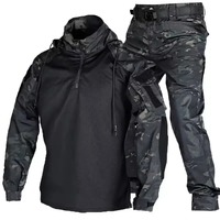 Uniforme d'Extérieur Tactique Résistant à l'Usure – Ensemble T-Shirt, Capuche et Pantalon pour Hommes – Vêtements de Chasse Airsoft Paintball