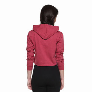 Sudadera con capucha de manga larga de lana de algodón para mujer, Sudadera corta personalizada con logotipo frontal, venta al por mayor para invierno, precio barato - Product Image 2