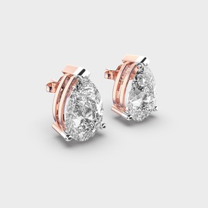 IGI Certified Lab Grown Oval Cut Diamond Stud Earrings 14K Yellow / White / Rose Gold Solitaire Oval Diamond Earrings - Product Image 2