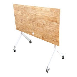 Cady HBMS010 Folding <b>Table</b> Natural Wood <b>with</b> Iron <b>Legs</b> Portable and Easy to Assemble - Product Image 4