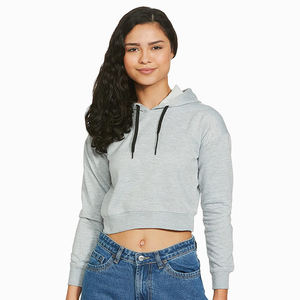 Sudadera con capucha corta para mujer de alta calidad con cómodo jersey de manga larga Color gris sudaderas con capucha para mujer - Product Image 1