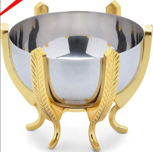 Forme ronde finie dorée de qualité supérieure avec bol à chocolat sur pied - Product Image 5