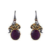Boucles d'oreilles artisanales en argent sterling 925 massif indien avec rubis rouge naturel facetté serti clos, bijoux fins pour mariage et fête