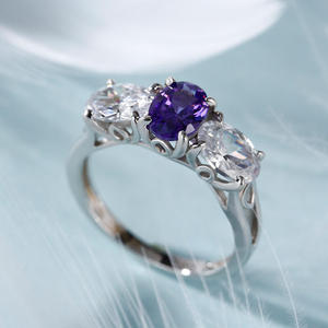 Jeulia Men's Three Stone Oval Cut Diamond Promise <b>Ring</b> Handmade Sterling <b>Silver</b> <b>Statement</b> <b>Ring</b> - Product Image 5