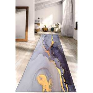 Alfombra Estampada de Mármol Morado Brillante y Dorado, Alfombra de Lujo para Escaleras, Alfombra Delgada No Tejida - Product Image 5