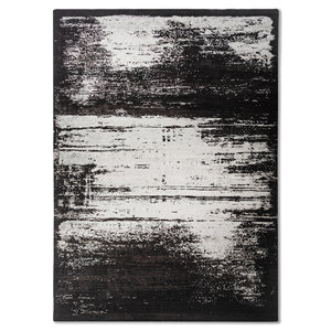 Tapis noué à la main en laine, bambou et soie, gris- noir abstrait, 9x12, rectangulaire, pour salon et couloir - LRB-13004 - Product Image 4