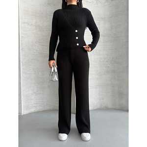 Conjunto de Suéter Tejido para Mujer con Detalle de Botones Laterales-1563 - Product Image 4