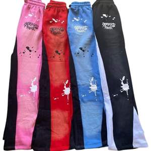 Pantalones de chándal de lana de algodón de alta calidad Unisex, estilo informal transpirable de talla grande personalizado para hombres y mujeres, elementos esenciales de invierno, Parte delantera plana - Product Image 1