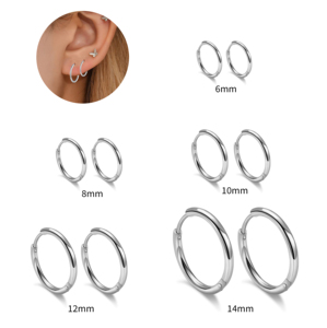 HOVANCI Super Thin <strong>Earring</strong> <strong>Hoop</strong> for Making Jewelry 1.2mm Sleeper <strong>Tiny</strong> Stainless Steel Huggie <strong>Hoop</strong> <strong>Earrings</strong> Kids - Product Image 1