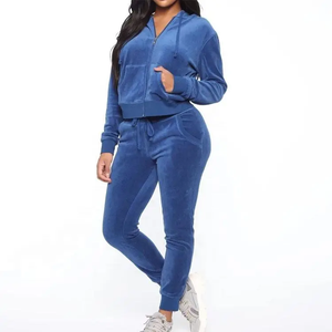 Ensemble de survêtement de jogging personnalisé avec logo pour femmes, streetwear d'hiver, grande taille, coton léger et respirant - Product Image 1