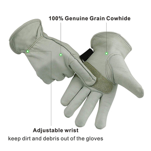 Guantes de conductor de cuero de grano de cuero de vaca con logotipo personalizado Premium Protección de manos de trabajo de seguridad industrial con logotipo personalizado - Product Image 6