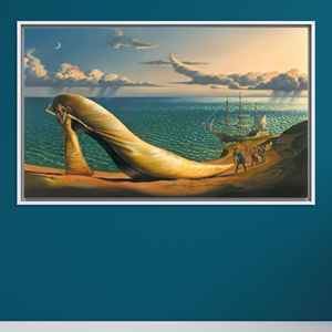 Lienzo Impreso: Escena Oceánica de Fantasía con Tacones Altos Surreales, Lienzo con Marco Blanco - Product Image 1