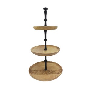 Présentoir à gâteaux en bois de forme ronde à un niveau Finitions naturelles pour présentoir de fête d'anniversaire de mariage en vrac personnalisé - Product Image 6