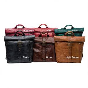 Rolltop Leather <b>Backpack</b> Vintage Travel Rucksack Personalised LRTB-0041E - Product Image 6