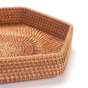 Nouvelles versions vente en gros écologique naturel rond service rotin panier décor stockage fruits à la main rotin plateau - Product Image 6