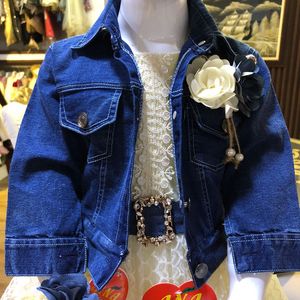 Vestido con Top de Mezclilla para Bebé Niña Nuevo Diseño de Sombrilla con Diadema Última Colección de Ropa de Fiesta - Product Image 2