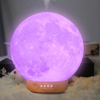 HonSun 2024 Unique Cool Mist Automatic Smart Appliances Diffusor Nouveau Design 3D Moon Lamp Light Diffuser avec Fleur Style Sculpté