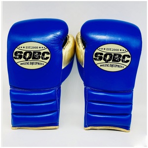 Gants de combat or/bleu métallisé, gants d'entraînement de sports de combat, gants MMA et gants de boxe à lacets - Product Image 3