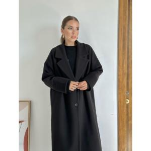 Abrigo Negro Tejido al por Mayor con Detalle en los Puños - Product Image 3