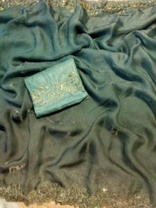 Prix imbattable pour Belle Espace Soie Vert Sari avec Chemisier Fantaisie Ethnique Classique Fête De Mariage Festival Porter Pour Femmes Fille - Product Image 3