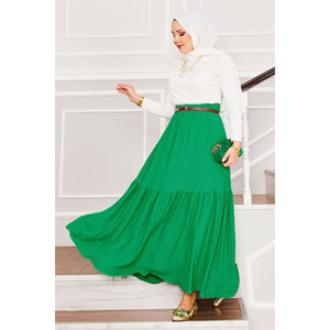 Benetton Chiffon Hijab <b>Skirt</b> with <b>Elastic</b> Waist & Gathered Hem - Product Image 1