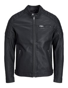 Chaqueta Bomber de Ante Sintético para <span class=keywords><strong>Hombre</strong></span> <span class=keywords><strong>JACK</strong></span> & <span class=keywords><strong>JONES</strong></span>, Estilo Urbano Otoñal, con Cierre de Cremallera, Color Negro, Talla S - Product Image 1