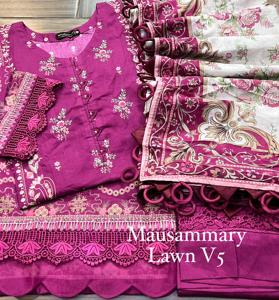 3Pc Stitch Lawn Digital Printed Lawn Shirt Dupatta With Four Side laçage & Stitch Fancy Style Trouser | Ssumaira Collection - Product Image 6