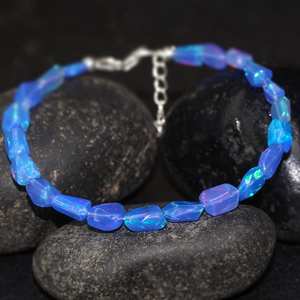 Bracelet en opale de feu bleu naturel pour femmes bijoux en pierres précieuses éthiopiennes or Vermeil octobre pierre de naissance cadeau de noël - Product Image 5