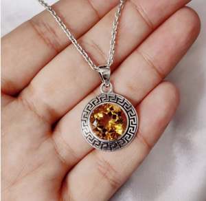 Pendentif rond élégant en argent sterling 925 avec pierre précieuse citrine, bijoux fins à porter tous les jours, pendentifs et breloques de qualité supérieure, unisexe - Product Image 1
