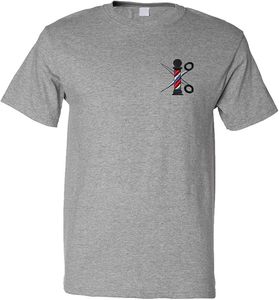 เสื้อยืดลายกรรไกรตัดผมผู้ชาย ผ้าฝ้าย ดีไซน์เสาตัดผม อุปกรณ์เสริมสำหรับช่างทำผม สีตามสั่ง คุณภาพสูง รับผลิตแบบ OEM ยี่ห้อ SUNSTAR - Product Image 4