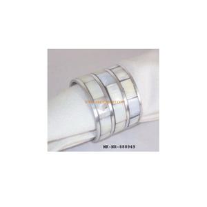 Rond de serviette en métal argenté de qualité supérieure Nouvelle arrivée avec nacre Anneaux de serviette de table de forme ronde en Inde - Product Image 1