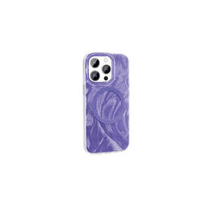 Coque de luxe compatible MagSafe pour iPhone 14 Pro, motif artistique peint au pinceau, dos en silicone électroplaqué - Product Image 1