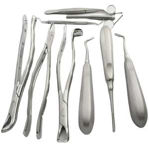Nuevo juego de instrumentos de Cirugía Bucal Dental Premium de 11 piezas, acero alemán Premium, incluye fórceps, sondas, elevadores, espejos - Product Image 1