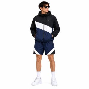 Ensemble coupe-vent pour homme : short et veste en nylon, léger, respirant, taille mi-haute, tenue décontractée deux pièces, style streetwear - Product Image 3