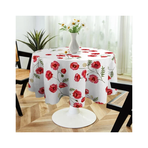 Vintage Red Flower 70x108 Inch Wrinkle Resistant Dining <b>Table</b> <b>Cloth</b> GOTS Certified Natural Drape Texture Fast Shipping Available - Product Image 2