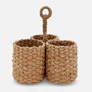 Top quality <b>water</b> hyacinth cutlery organizer weaving flatware caddy utensil <b>container</b> baskets - Product Image 1