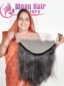 Cheveux Moon Hair d'Inde, prix de gros d'usine, non traités, aspect naturel, cheveux humains Remy, frontal droit, disponibles pour l'exportation - Product Image 6