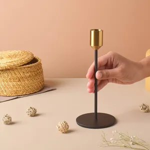 MODERN <b>Black</b> Gold Decorative <b>Candlestick</b> - Product Image 2