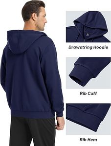 Classic Cotton Fleece Zip Hoodie Moda Estilo de gran tamaño Unisex Winter Streetwear - Product Image 5