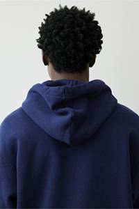 Veste d'hiver légère à manches longues bleu marine pour homme coupe ample sweat à capuche avec cordon de serrage col montant doublure en jersey poches latérales kangourou - Product Image 4