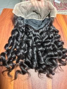 Extension de trame de cheveux vierges indiens soyeux, cheveux bouclés étirés avec vague d'eau brillante, vague profonde, styles de cheveux bruts de Temple - Product Image 3