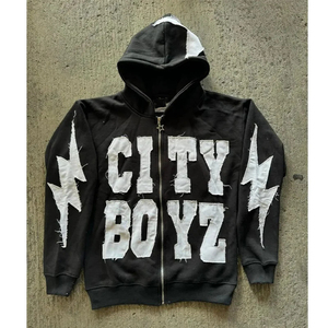 Sudadera con capucha bordada de algodón 2025 para hombre 100 con diamantes de imitación en la capucha con cremallera, sudaderas con capucha totalmente personalizadas para hombre - Product Image 3